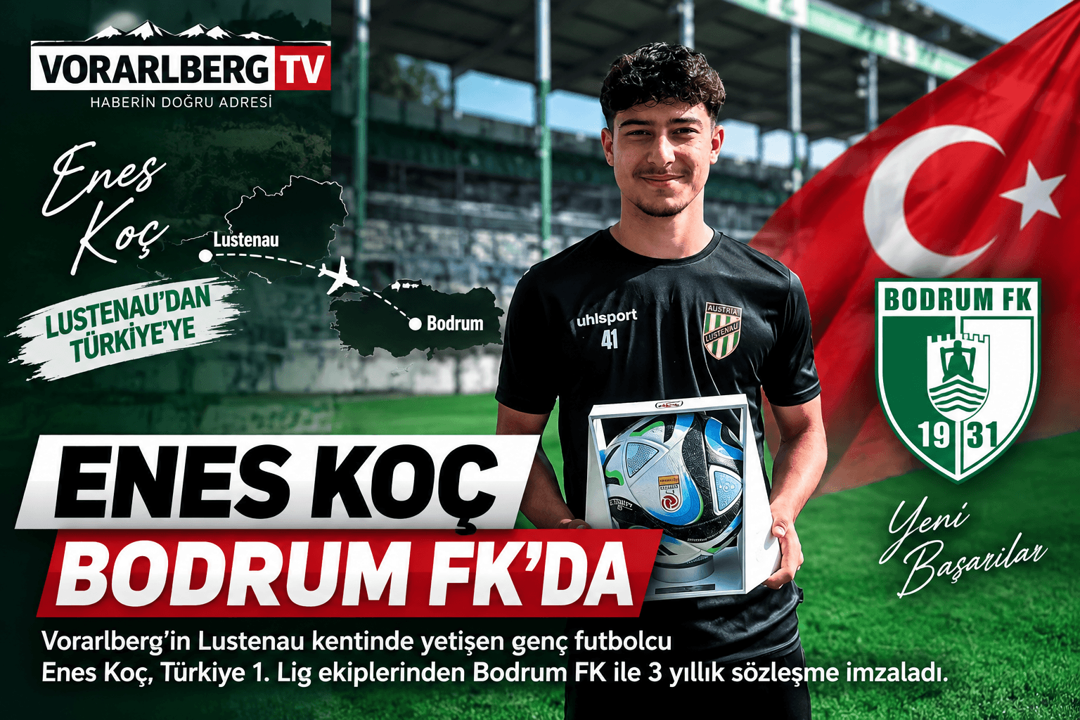 Vorarlberg’den Türkiye’ye Uzanan Futbol Hikâyesi: Enes Koç Bodrum FK’da
